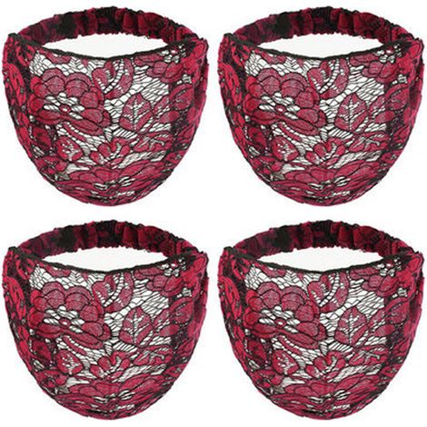 Headband En Dentelle - Bandeau Élastique Large Floral Pour Femme - Accessoire Coiffure Polyvalent - Lot De 4 (1/5)
