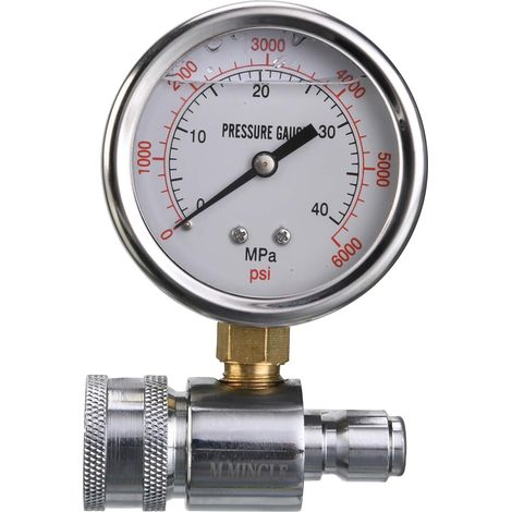 Kit de manomètre pour nettoyeur haute pression, connexion rapide 3/8", 6000 PSI
