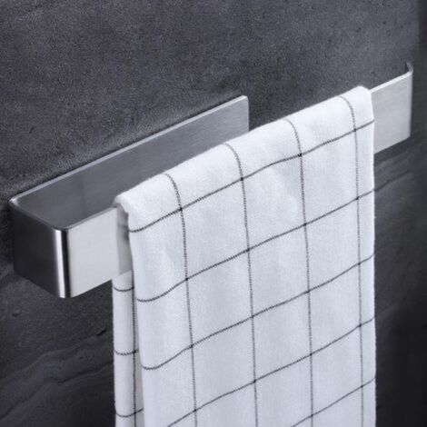 Porte-serviettes 23CM - Porte-serviettes auto-adhésif Porte-serviettes ouvert Anneau de serviette pour salle de bain, acier inoxydable (sans perçage) (1/5)