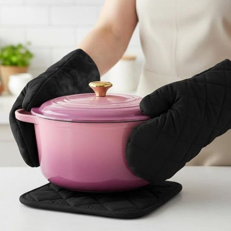 Gant de Cuisine Lot De 4 Gant Four Anti Chaleur et Maniques Cuisine Gant Cuisine Four en Coton pour la Cuisson Le Barbecue (1/4)