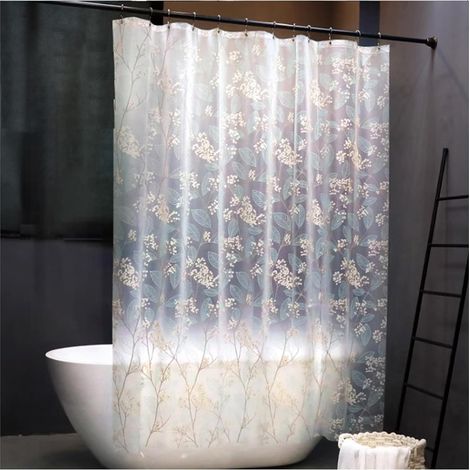 JSSEVN - Cortinas de ducha, cortina de ducha con textura sencilla, forros suaves para cortinas de ducha, cortina de ducha gruesa e impermeable (240 x 180 cm de alto) (1/5)