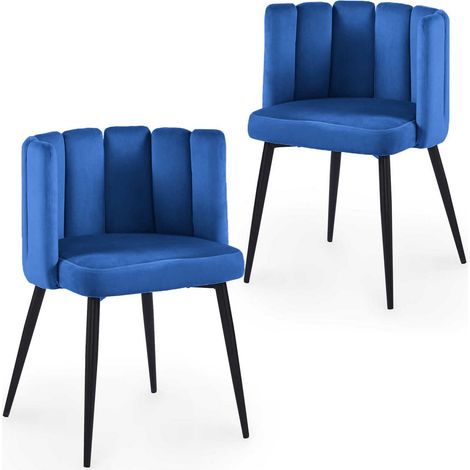 Lot de 2 chaises design en velours bleu DEBBY (1/5)