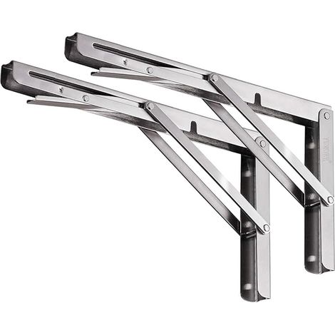 Supports d’Étagère Pliables 350mm,Équerre Pliante en Acier Inoxydable Console Murale Supports de Table Flottants Equerre Pliable pour établi, Charge Maximale 150kg, lot de 2 (1/5)