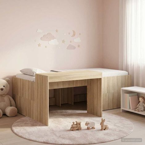 Cama alta para niños con escritorio Roble 75 x 190 cm (1/5)