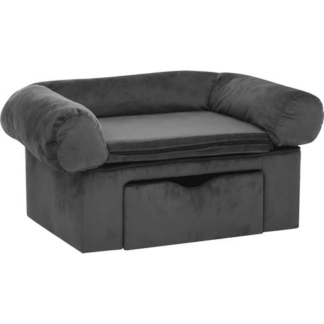 Canapé pour chien avec tiroir Gris foncé 75x50x38 cm Peluche