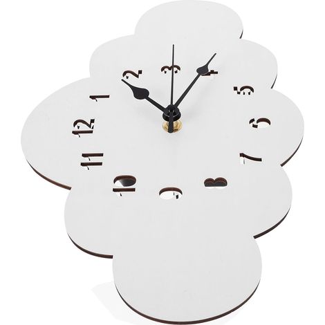 Horloge Murale Silencieuse de Nuage Blanche Horloge Murale Décorative en Bois Style Nordique pour Chambre D’Garçon et Filles sans Pile (1/5)