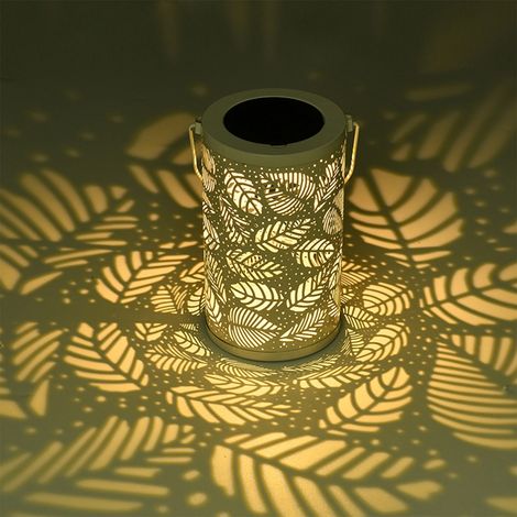 Lanterne Solaire Extérieure - Lanterne Métallique Creusée avec Design Rétro - IP55 Étanche - Pour Jardin, Terrasse, Porche - 12 x 12 x 20 cm - 1 Pièce