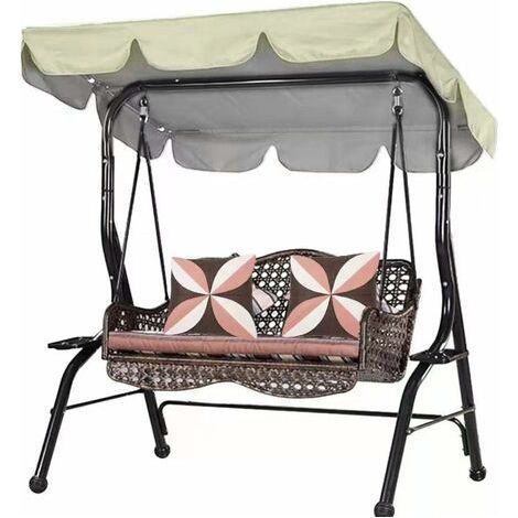 Toit de Rechange pour Balancelle de Jardin Imperméable en 210D Toit de balançoire Canopée pour Balancelle Remplacement Pare-Soleil à Bascule Jardin Anti-UV (Beige, 164x114x15cm)-trois places (1/5)