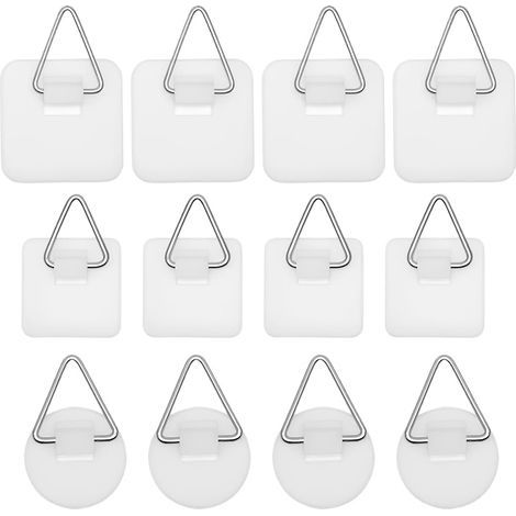 Set mit 12 selbstklebenden Wandhaken, unsichtbaren Klebehaken, selbstklebenden Bilderaufhängern, Wandbilderaufhängern ohne Bohren, Wandhalterung zum Aufhängen von Fotos und Gemälden