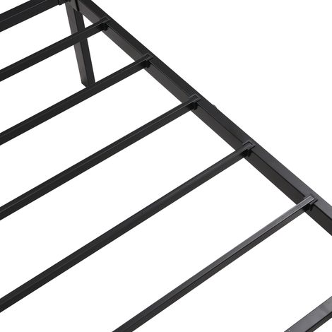 Metallbett mit Lattenrost Einzelbett 90x200 cm Schwarz mit Kopfteil (1/2)