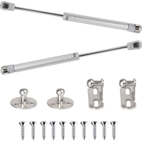 Stück Gasfeder, 100 N, hydraulische Gasdruckfedern, pneumatischer Arm zum Anheben, Gasstoßdämpfer, 90 Grad, mit Schrauben, Schranktürscharnier für sanftes Öffnen von Schränken, Küchenmöbeln – 265 mm (1/4)
