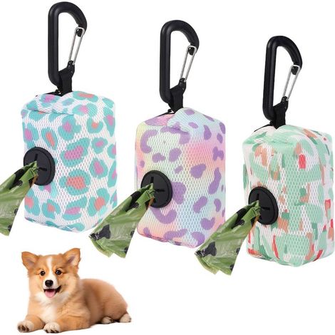 Distributeur de sacs à déjections canines en tissu, 3 sacs à déjections portables, porte-sacs à déjections canines (1/5)