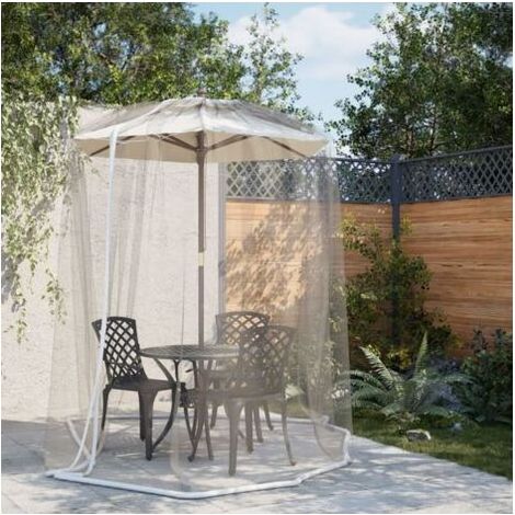 Moustiquaire pour parasol 220 maille blanc Φ300x230 cm (1/5)