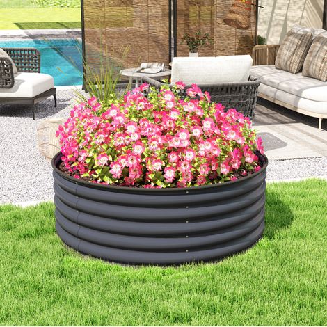 Hochbeet aus Stahl 120x120x43 cm mit offener Basis OKMYHOME (1/5)