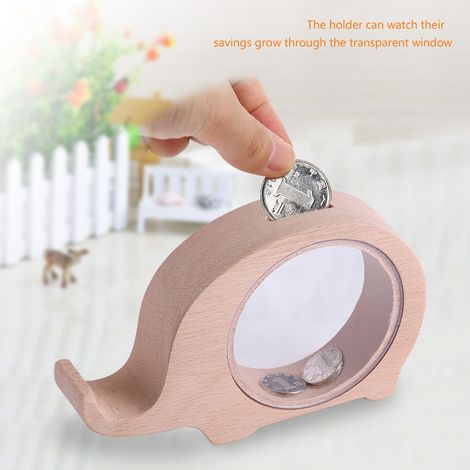 Tirelire en bois en forme d'éléphant (1 pièce), pot à monnaie artisanal, cadeau décoratif pour enfants (1/5)