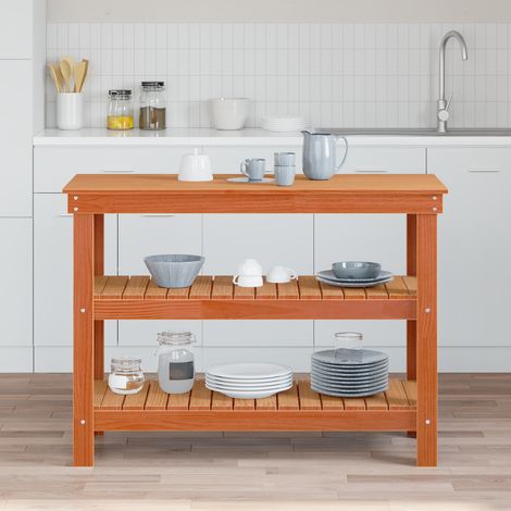 Werkbank Wachsbraun 110,5 x 50 x 80 cm Massivholz Kiefer