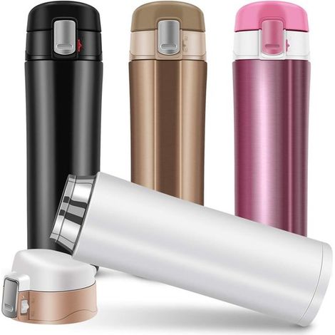 Thermos a doppia parete da 500 ml, borraccia termica in acciaio inox per bevande calde e fredde, tazza da viaggio, borraccia sportiva, riutilizzabile (1/5)