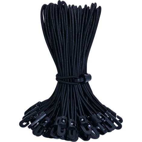 Lot de 25 tendeurs en caoutchouc avec crochets, 30 cm, avec crochets, multifonctions, pour bâches, affiches, tentes, bannières, pavillons (1/5)