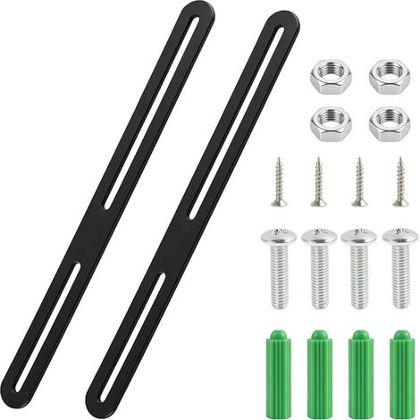 Support boîte aux lettres acier inoxydable, 2 pattes de fixation 280×24×3mm, kit de fixation pour portail et clôture, pied boite aux lettres extérieur avec vis et écrous (1/5)