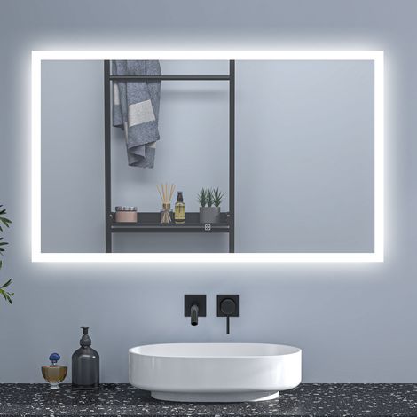 120x70cm Illuminated Bathroom Mirror with Shaver Socket Optional 3 Colour Light Anti-fog，Touch Switch (1/5)