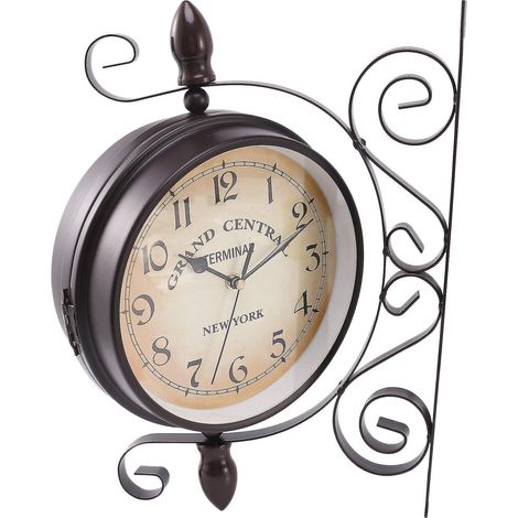 Neue europäische Retro-Uhr, innovative und trendige doppelseitige Wanduhr.