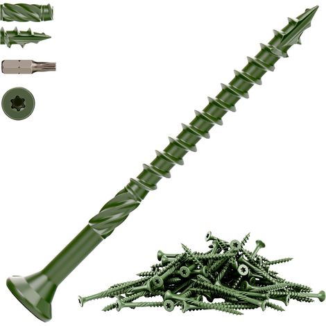 100 Pcs 4.5 x 63mm Vis de Terrasse Vertes Vis à Bois (1/5)