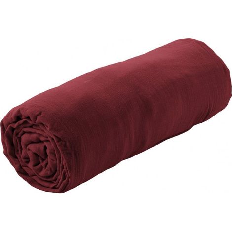 OUREA - Drap Housse 200x200cm Gaze de Coton Lie de vin