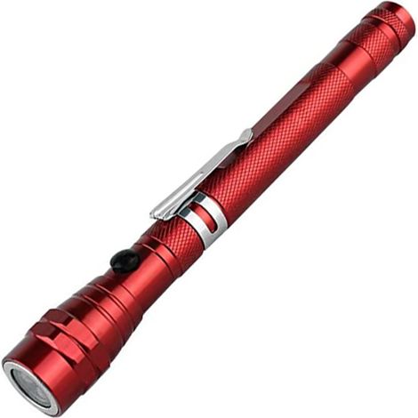 Lampe Torche LED Rétractable Flexible - Tête Magnétique - 3 LED - Longueur Tube 17 cm - Aluminium - 1 Pièce (1/5)
