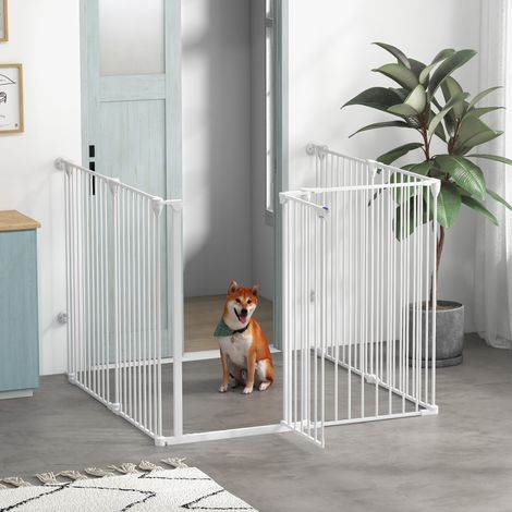 Portail pliant de taille moyenne et grande avec double serrure de sécurité cm - portail de sécurité modulaire en métal et plastique - blanc