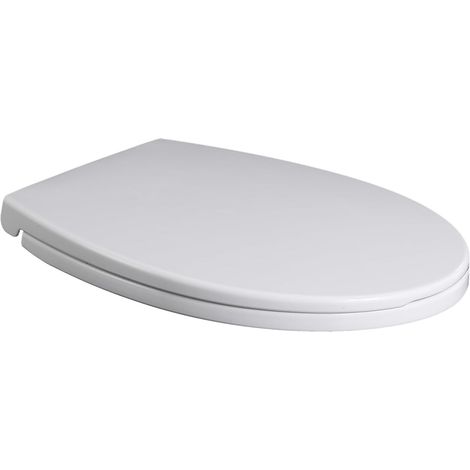 Abattant de toilettes, fermeture amortie et démontage rapide pour un nettoyage facile, forme ovale standard, fixation supérieure, blanc avec charnières ajustables, 460L x 370W (1/5)