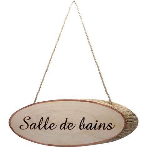 Plaque de porte salle de bain en rondin de bois