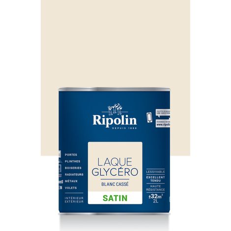 Ripolin – Laque glycéro satin blanc cassé 2 L – Peinture extérieure multi-supports – Tendu parfait et résistance accrue – Pour boiseries et structures métalliques (1/5)