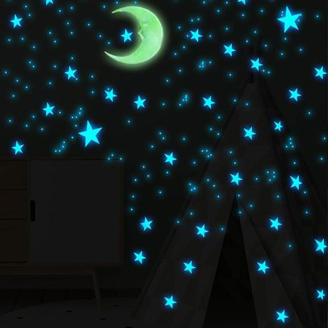 CCYKXA 103pcs Glow in the Dark Stars Ceiling Wall Stickers Self Adhesive Glowing Ceiling Stickers Fluorescent Stars Wall Decals for Kids Room Ceiling Bedroom Decoration