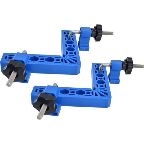 Équerre de positionnement 90° L, 2 ensembles, gabarit d'assemblage d'angle droit réglable pour menuiserie, fixation de coin bleue (1/5)