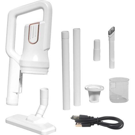 Aspirateur portable sans fil, adapté aux maisons, élimine les poils d'animaux et la saleté, blanc (1/5)