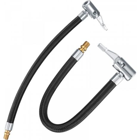 2 Pezzi Tuyau Pompe Gonflage Pneu, 35cm Gonfleur de Valve Tube à Vélo Tuyau, Adaptateur Pneu Voiture, en Caoutchouc d'air Voiture , Noir, Taille Unique (1/5)