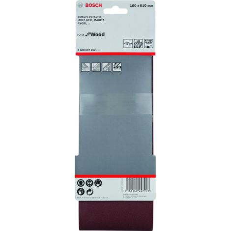 Bestes Holzgürtel-Schleifpapier: 100x610mm G120x 3  BOSCH 2608607262