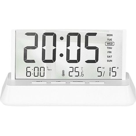 Horloge de bureau multifonctionnelle avec capteur de température, affichage numérique compact pour bureau et intérieur (1/5)