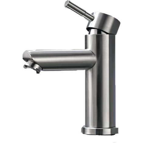 Robinet d'évier en acier inoxydable couleur érable avec tuyau PEX, poignée réglable pour eau chaude et froide, acier inoxydable 304. (1/5)