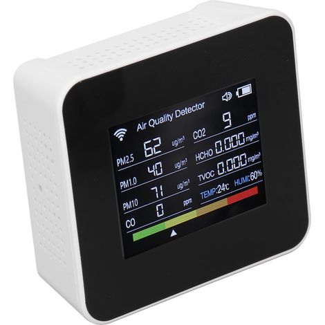 Détecteur de qualité de l'air WiFi CO2 HCHO TVOC PM
2.5 Moniteur de CO Affichage numérique multifonctionnel Testeur d'air (1/5)