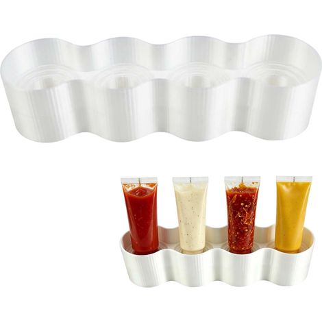 Lot de 2 Boîte de Rangement Frigo pour Tubes, Organisateur Cuisine pour Moutarde Ketchup et Mayonnaise, Rangement Placard et Réfrigérateur pour 8 Tubes, Gain de Place, Blanc, 18.2 x 4.6 x 4.2 cm (1/5)