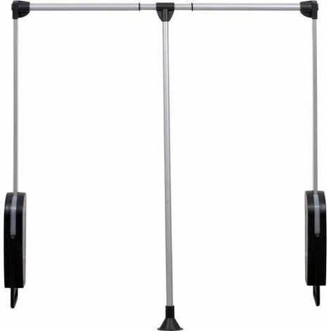 WENKO Guardaroba estraibile, asta per armadio telescopica retrattile, Alluminio, 87-130x86,5 cm, argento opaco (1/9)