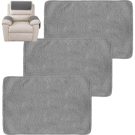 Funda de 3 piezas para reposacabezas de sofá, poliéster suave, sillón reclinable, reposacabezas, protectores, resistente al desgaste (1/3)