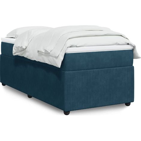 Boxspringbett mit Matratze Dunkelblau 90x200 cm Samt