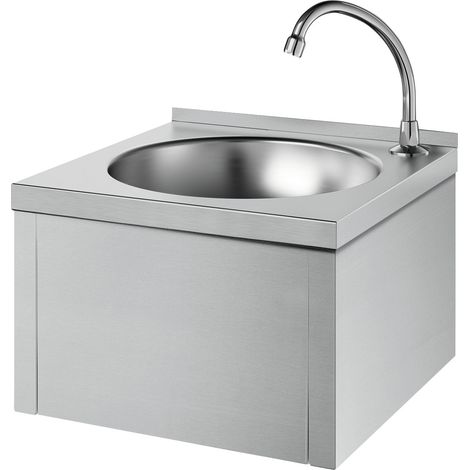 MEDICLINICS SNLMP70CS Lavamanos Suspendido Acero Inox Satinado con Accionamiento de Rodilla Grifo Orientable - ref: SNLMP70CS