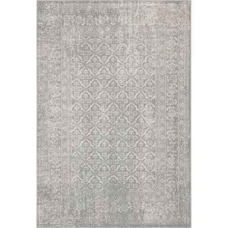Tapis salon et chambre 80x200 gris rectangle tissé motif ethnique LUMIN 4 (1/5)