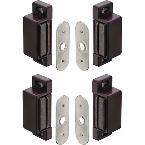 Set mit 4 rechteckigen Magnetverschlüssen – Haltekraft 2 kg – Rückplatte aus vernickeltem Stahl – Zum Anschrauben für Möbel und Schränke (1/3)