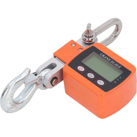 Balanza electrónica de gancho naranja – 500 kg / 1102 lb, pantalla LCD HD y sensor de alta precisión para grúas industriales