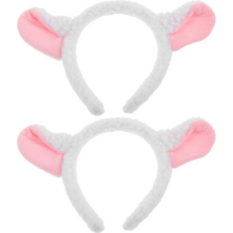 Set di 2 cerchietti per capelli con orecchie di agnello in peluche bianco, leggeri e comodi, accessori carini per donne, ragazzi e ragazze per eventi cosplay o uscite. (1/5)
