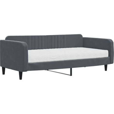 Maison Exclusive - Divano Letto con Materasso Grigio Scuro 100x200 cm in Velluto (1/5)